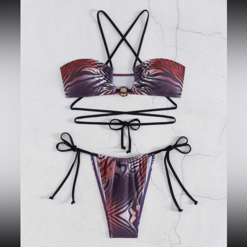Stylish Purple and Black Women's Bikini